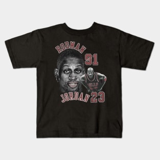 Dennis Rodman Bulls 91 & Michael Jordan 23 Vintage Kids T-Shirt